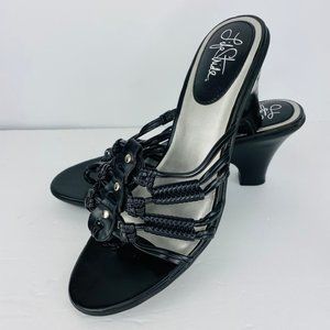 Life Stride Spark 7.5 M Black Wedge Slip On Sandal